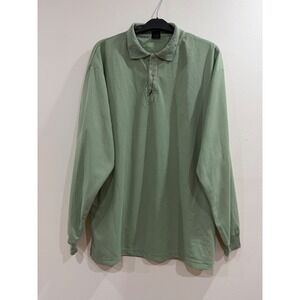 Claudio Nucci Polo Shirt Mens XL Green Excellent Long Sleeve Pique Knit Solid